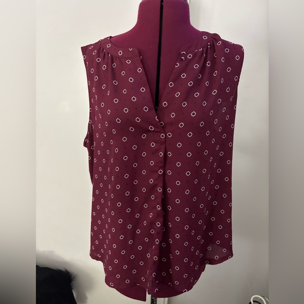 EUC Croft & Barrow Women's Burgundy Sleeveless Top, Size Large Petite